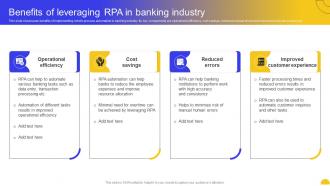 Benefits In Banking Industry Rpa For Business Transformation Key Use Cases And Applications AI SS