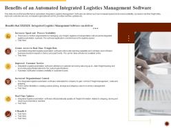Benefits of an automated integrated logistics management for increasing operational efficiency