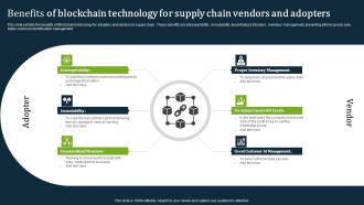 Benefits Of Blockchain Technology For Supply Chain Vendors And Adopters