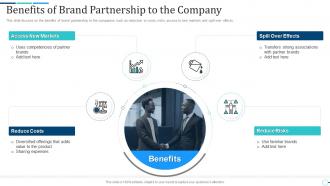 Benefits of brand partnership to the company brand partnership investor funding elevator