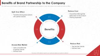 Benefits Of Brand Partnership To The Company Co Branding Investor Pitch Deck