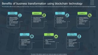 Benefits Of Business Transformation Using Blockchain Technology