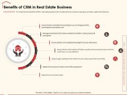 Benefits of crm in real estate business one platform ppt powerpoint presentation diagram ppt