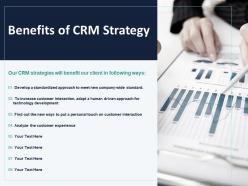 Benefits of crm strategy ppt powerpoint presentation portfolio images