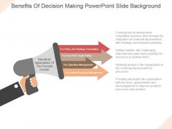 Benefits of decision making powerpoint slide background