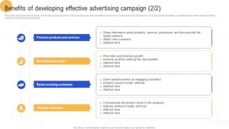 Benefits Of Developing Effective Advertising Campaign Advertisement Campaigns To Acquire Mkt SS V Professionally Multipurpose