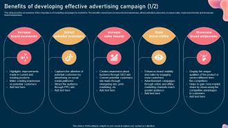 Benefits Of Developing Effective Advertising Campaign Steps To Optimize Marketing Campaign Mkt Ss
