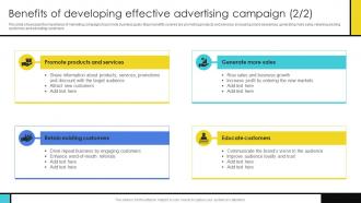 Benefits Of Developing Effective Advertising Guide To Develop Advertising Campaign Best Professional