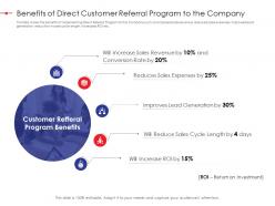 Benefits of direct customer referral program to the company strategy effectiveness ppt icons