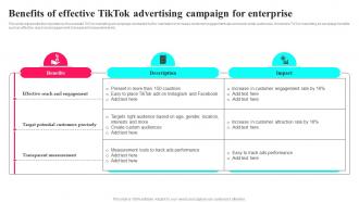 Benefits Of Effective Tiktok Advertising Campaign For Enterprise Tiktok Marketing Tactics MKT SS V