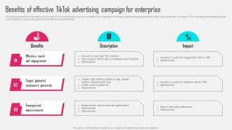 Benefits Of Effective Tiktok Advertising Campaign Tiktok Influencer Marketing MKT SS V