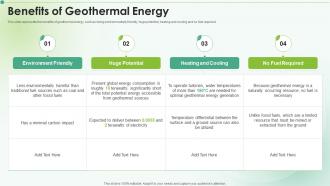Benefits Of Geothermal Energy Clean Energy Ppt Powerpoint Presentation Icon Graphics