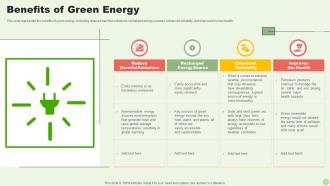 Benefits Of Green Energy Green Energy Resources Ppt Slides Backgrounds