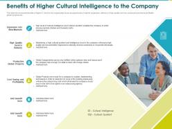 Benefits of higher cultural intelligence to the company foreign ppt powerpoint presentation file deck