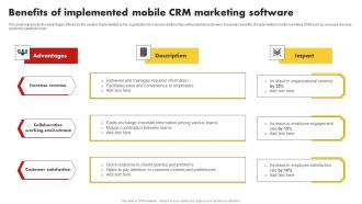 Benefits Of Implemented Mobile CRM Marketing Software Customer Relationship Management MKT SS V