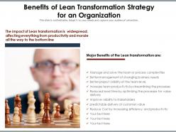 Benefits of lean transformation strategy for an organization