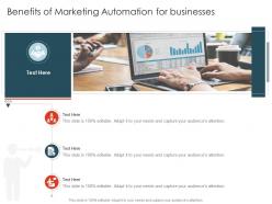 Benefits of marketing automation for businesses infographic template