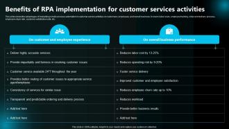 Benefits Of Rpa Implementation For Customer Services Activities Execution Of Robotic Process