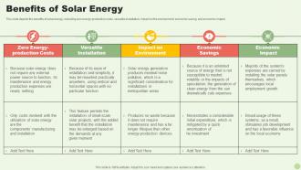 Benefits Of Solar Energy Green Energy Resources Ppt Slides Example
