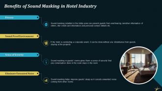 Benefits Of Sound Masking In Hotel Industry Training Ppt