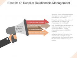 Benefits of supplier relationship management powerpoint templates