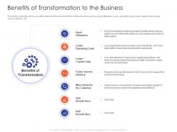 Benefits of transformation to the business it infrastructure maturity model strengthen companys financials