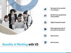 Benefits of working with us ppt powerpoint presentation model