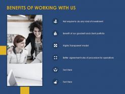 Benefits of working with us ppt powerpoint presentation styles ideas
