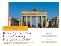 Berlin city landmark image showing brandenburg gate powerpoint presentation ppt template