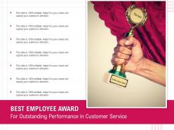 Best employee award for outstanding performance in customer service