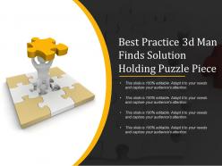 Best practice 3d man finds solution holding puzzle piece