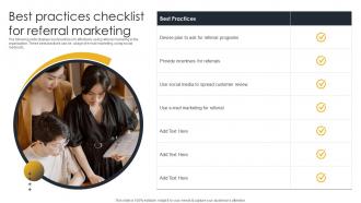 Best Practices Checklist For Referral Go To Market Strategy For B2c And B2c Business And Startups