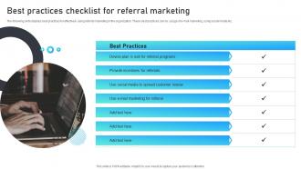 Best Practices Checklist For Referral Marketing Marketing Mix Strategies For B2B