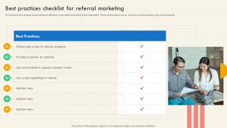 Best Practices Checklist For Referral Marketing SEO And Social Media Marketing Strategy For Successful