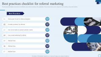 Best Practices Checklist For Referral Marketing Type Of Marketing Strategy To Accelerate Business Growth
