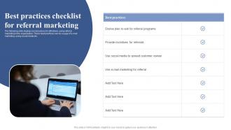 Best Practices Checklist For Referral Positioning Brand With Effective Content And Social Media