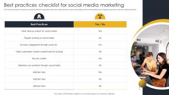 Best Practices Checklist For Social Media go To Market Strategy For B2c And B2c Business And Startups