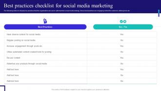Best Practices Checklist For Social Media Marketing Content And Inbound Marketing Strategy