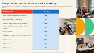 Best Practices Checklist For Social Media Marketing SEO And Social Media Marketing Strategy