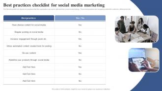 Best Practices Checklist For Social Media Positioning Brand With Effective Content And Social Media