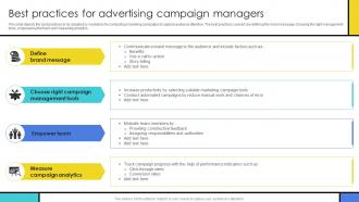 Best Practices For Advertising Campaign Managers Guide To Develop Advertising Campaign