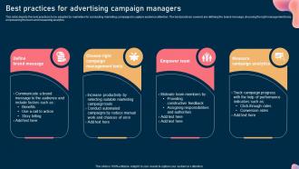 Best Practices For Advertising Campaign Managers Steps To Optimize Marketing Campaign Mkt Ss