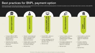 Best Practices For BNPL Payment Option Cashless Payment Adoption To Increase