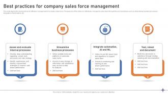 Best Practices For Company Sales Force Management