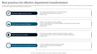 Best Practices For Effective Department Transformation