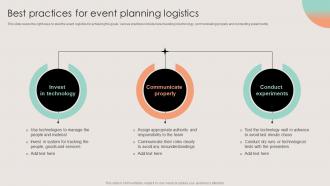 Best Practices For Event Planning Logistics Business Event Planning And Management