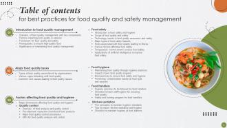 Best Practices For Food Quality And Safety Management Powerpoint Presentation Slides Professionally Researched