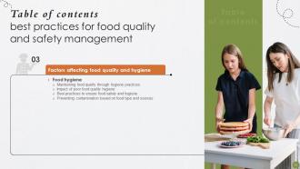 Best Practices For Food Quality And Safety Management Powerpoint Presentation Slides Interactive Designed