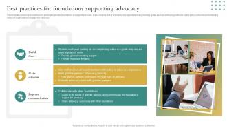 Best Practices For Foundations Supporting Advocacy Non Profit Business Playbook