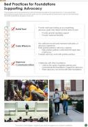 Best Practices For Foundations Supporting Advocacy One Pager Sample Example Document